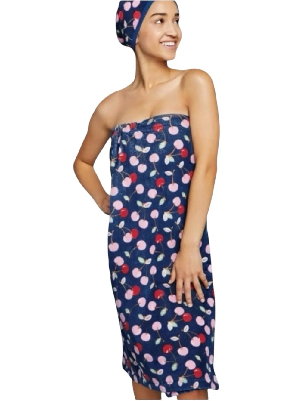 Cherries Shower Wrap and Hair Wrap Bath Towel